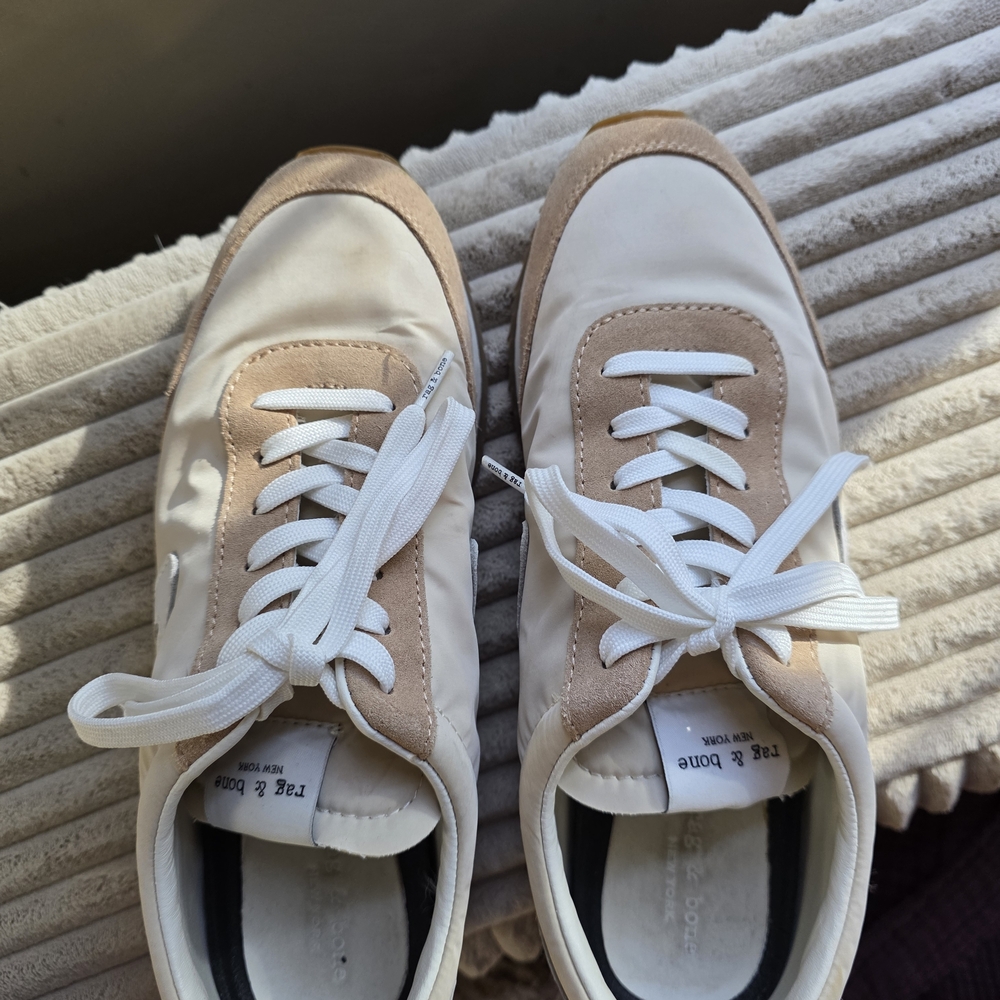 rag & bone Women's Retro Runner Oyster Grey Sneakers - Size 38
